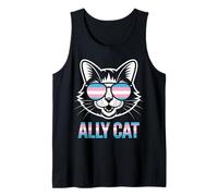 Ally Cat Transgénero Orgullo Felino Apoyo LGBTQ Humorístico Camiseta sin Mangas
