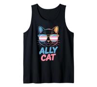 Ally Cat Transgénero Orgullo Felino Apoyo LGBTQ Humorístico Camiseta sin Mangas