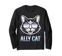 Ally Cat Transgénero Orgullo Felino Apoyo LGBTQ Humorístico Manga Larga
