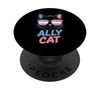 Ally Cat Transgénero Orgullo Felino Apoyo LGBTQ Humorístico PopSockets PopGrip Adhesivo
