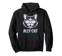 Ally Cat Transgénero Orgullo Felino Apoyo LGBTQ Humorístico Sudadera con Capucha