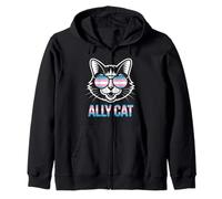 Ally Cat Transgénero Orgullo Felino Apoyo LGBTQ Humorístico Sudadera con Capucha