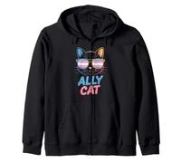 Ally Cat Transgénero Orgullo Felino Apoyo LGBTQ Humorístico Sudadera con Capucha