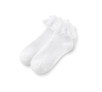 ALLY-MAGIC Calcetines con volantes para mujer, calcetines de algodón blanco con volantes, transpirables, suaves y cómodos para mujeres, 35-40, E21-LSHBW