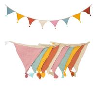 ALLY-MAGIC Guirnalda de banderines para habitación infantil, de tela, decoración bohemia, para exteriores, 2,6 m, para fiestas en interiores, para fiestas de bebés, bodas, cumpleaños, decoración de