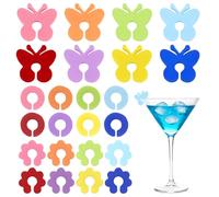 ALLY-MAGIC Marcadores de cristal de silicona, para marcar vasos, vasos de vino, copas de cóctel, reutilizables, E24-CSBLBS