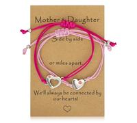 ALLY-MAGIC Y7FXMNSL - Juego de pulseras para madre e hija, regalo para el día de la madre, corazón y yo, pulseras a juego de larga distancia, pulseras de deseos para mujeres, niñas, mamá, hija,
