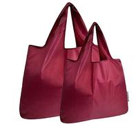 allydrew Bolsas de comestibles reutilizables de nailon grandes y pequeñas, juego de 2, Set de 2 Burdeos, Large & Small