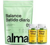 ALMA® Batido Diario con Espirulina Premium, Ashwagandha, Adaptógenos, Prebióticos y Vitaminas 300g y 120 Gominolas de Creatina Creavitalis®, Vitamina D3 y Espirulina Hidrolizada sabor limón