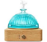 ALMA® Difusor & Humidificador de Aceites Esenciales con Depósito de Vidrio de 200 ml - Aromaterapia Elegante con Vidrio y Madera Natural, Iluminación LED Ambiental, 10h de Bruma Relajante (Dome)