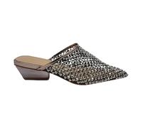 Alma en Pena - Sabot mujer elegante con pedrería Mulas glamorosas con tacón geométrico y diseño brillante., Plomo de espejo, 37 EU