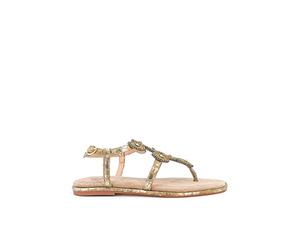 Alma en Pena Sandalias Planas de Mujer Color Dorado. V21BL9014 Coco Metalizado Bronze - Talla: 37