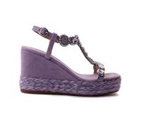 Alma en Pena V23514 Suede Vison Sandalias Elegantes para Mujer Serpiente Visón con Brillantes Oro, Lilac, 36 EU