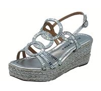 Alma en Pena V2551454 Luna Silver - Sandalias elegantes para mujer con brillantes plateados de cuña alta, plateado, 39 EU