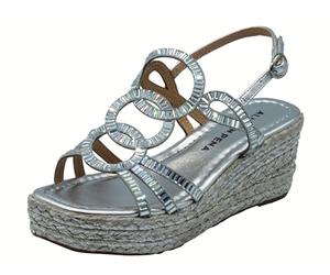 Alma en Pena V2551454 Luna Silver - Sandalias elegantes para mujer con brillantes plateados de cuña alta, plateado, 39 EU