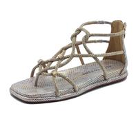 Alma en Pena V2651501 Claudia Taupe Sandalias para Mujer con Brillantes Taupe Cuña Baja, topo, 37 EU