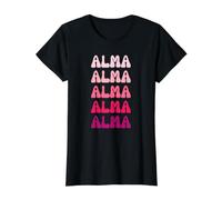 Alma First Name Minimalist Design Camiseta gráfica económica, Mujer, Negro, XS