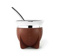 ALMA NATIVA Mate Argentino - Pack de Mate y bombilla. Mate ecológico, innovador y exclusivo. Simula la textura del cuero. Térmico, no necesita curado, no genera hongos (MARRON, TRACIONAL)