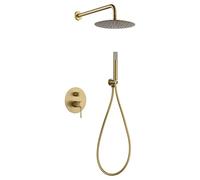 ALMACEN DE LA CASA Columna de Ducha Empotrada con Monomando | Modelo LINE | Rociador de tamaño Estándar |Color Oro Acabado en Oro cepillado [ IMEX® ]