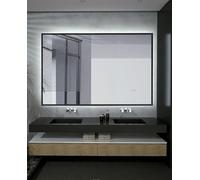 ALMACEN DE LA CASA Espejo de Baño Cuadrado Retroiluminado con Marco | Modelo California Negro 100x80 [ LEDIMEX® ]