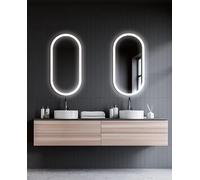 ALMACEN DE LA CASA Espejo eliptico con Marco Iluminado acrilico, luz fría Canada 90X50- LEDIMEX