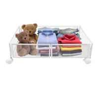 Almacenamiento bajo cama con rueda, caja de almacenamiento debajo de cama, cajón plegable de metal, cajas de almacenamiento debajo de la cama para debajo del sofá, mesa (60 x 40 x 17 cm), color blanco
