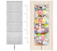 Almacenamiento colgante de animales de peluche, organizador grande de juguetes de peluche con gancho de metal, soporte de accesorios para bebé, idea para guardería, bolsa de hamaca de malla