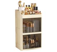 Almacenamiento Cosméticos - Organizador Maquillaje Plegable Puerta Corrediza | Estuche Cuidado Piel Antipolvo 3 Capas | Gran Organizador Encimera Baño Tocador Perfumes Brochas