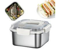 Almacenamiento de alimentos de acero inoxidable, de conservación de alimentos con tapa, recipiente hermético para almuerzo, para cocina, escuela, despensa, aula, camping, picnic, verduras