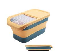 Almacenamiento de alimentos para mascotas, contenedor hermético para perros, de suministro plegable, tapa con bisagras con ruedas, contenedor de alimentación portátil, ideal para despensa, cocina