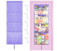 Almacenamiento de animales de peluche colgante, organizador de juguetes de peluche grande sobre la puerta con gancho de metal