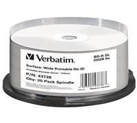 Verbatim 25 Bd-r Blu-ray 25gb 6x Ancho Imprimible No-id One Size White