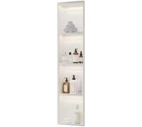 Almacenamiento de ducha de acero inoxidable con iluminación LED con hueco de pared integrado para organización moderna de baño y cocina