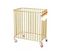 Almacenamiento De Esterillas De Yoga Cesta de almacenamiento ligera de lujo con ruedas for esterilla de yoga, mancuernas, cuerda for saltar, raquetas(Golden-50x30x52cm)