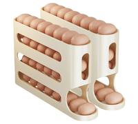 Almacenamiento de huevos. Contenedor de huevos for refrigerador 4 niveles, ahorra espacio, gran capacidad, amarillo y blanco(2 X Yellow.)