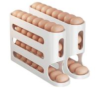 Almacenamiento de huevos. Contenedor de huevos for refrigerador 4 niveles, ahorra espacio, gran capacidad, amarillo y blanco(2 X White.)