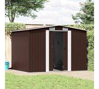 Almacenamiento de jardín 257x205x178 cm Acero Marrón Metal Almacenamiento | Acero galvanizado, resistente a la corrosión, ventilación, puertas correderas dobles, cimientos de acero, fácil montaje