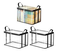 Almacenamiento de libros | organizadora transparente Zip,Bolsas organizadoras para libros - discos de videojuegos, ropa, cajas para películas, medios, hogar, biblioteca y