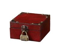 Almacenamiento de madera vintage con cerradura de latón antiguo para almacenamiento secreto en el hogar, sala de escape y accesorios temáticos KYm312 (marrón, 12 x 12 x 7,3 cm)