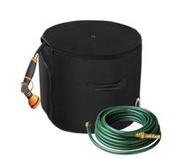 Almacenamiento de manguera de riego exterior | Organizador de manguera de jardín hasta 45 m, soporte con orificio de drenaje para jardín, balcón, terraza, piscina, garaje granja