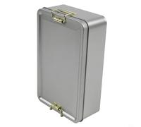 Almacenamiento de metal para lata para té, galletas y pasteles, recipiente rectangular seguro para alimentos con tapa, reutilizable y para caja de hojalata duradera para organización del hogar (L)