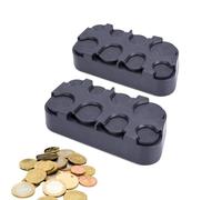 Almacenamiento de monedas, 2 unidades de almacenamiento para monedas sueltas, organizador de monedas, para coche, taxi, 8 compartimentos de 2 euros a 1 céntimo (negro)