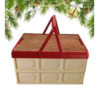 Almacenamiento de Navidad: de transporte plegable que ahorra espacio, cubo de almacenamiento resistente, estuche organizador portátil con tapa, cesta de apilamiento de cargas pesadas
