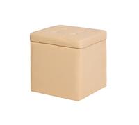 Almacenamiento de piel sintética con asiento superior abatible, cajas de juguetes cuadradas versátiles para sala de estar, dormitorio, puerta delantera, entrada, ahorro de espacio (beige)