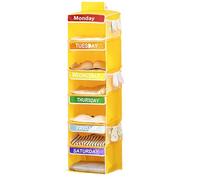 Almacenamiento de ropa semanal para niños - Organizador de armario plegable con 6 estantes, bolsillos laterales de 3 | Almacenamiento colgante para organizador de ropa escolar, de lunes a sábado