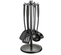 Almacenamiento de utensilios de cocina - Soporte de espátula | Soporte giratorio de 360 grados con 8 ganchos para palitos cuchara restaurante casa granja 1 paquete de carrusel negro