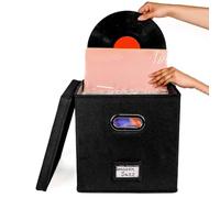 Almacenamiento Del Organizador De Discos: Cuadro De Registro Resistente Con Tapa, Vinilo LP Crate, Soporte De Colección | Organizador De Álbumes Portátiles Para Discos De Más De 50 Años Con Asa