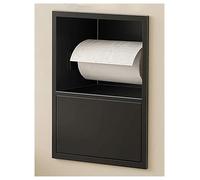 Almacenamiento empotrado de acero inoxidable, alcoba integrada para papel higiénico y papelera, ahorro de espacio, solución para baño, cocina, sala de estar (negro, 170 x 230 x 135 mm)