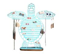 Almacenamiento en forma de tortuga marina - Expositor de pendientes, organizador para pulseras para niñas, gran capacidad, forma linda, colgador multiusos, organizador de joyas de material de madera |