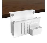Almacenamiento Lateral de Escritorio,Organizador Escritorio Soporte portatil Vertical Laptop Stand con Estuche Para Bolígrafo,Soporte para Cables Debajo del Escritorio para Oficina (Blanco Doble)